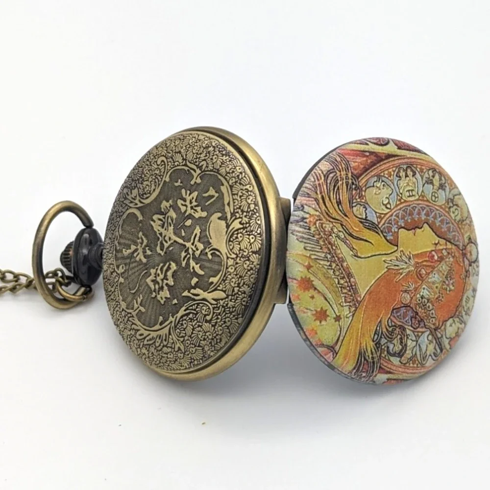 Zodiac Woman Pendant Watch NEW Necklace Art Nouveau Medieval Pocket Astrology - Picture 3 of 9